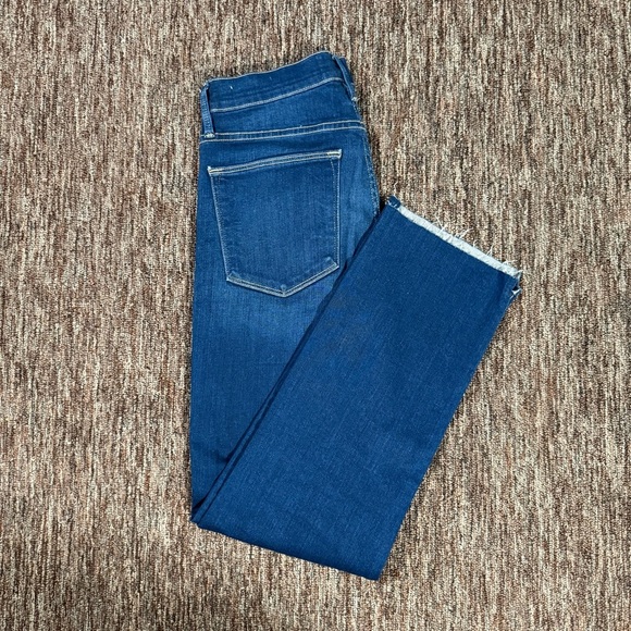 NWOT Frame Denim Le High Skinny Stagger Raw Hem Jeans Cropped Medium Wash 27 - Picture 3 of 10